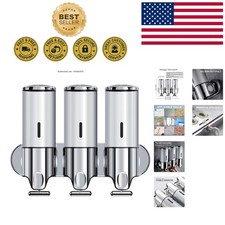 Sleek 3 Chamber Shower Dispenser - Organized  Clutter-Free Bath Experience