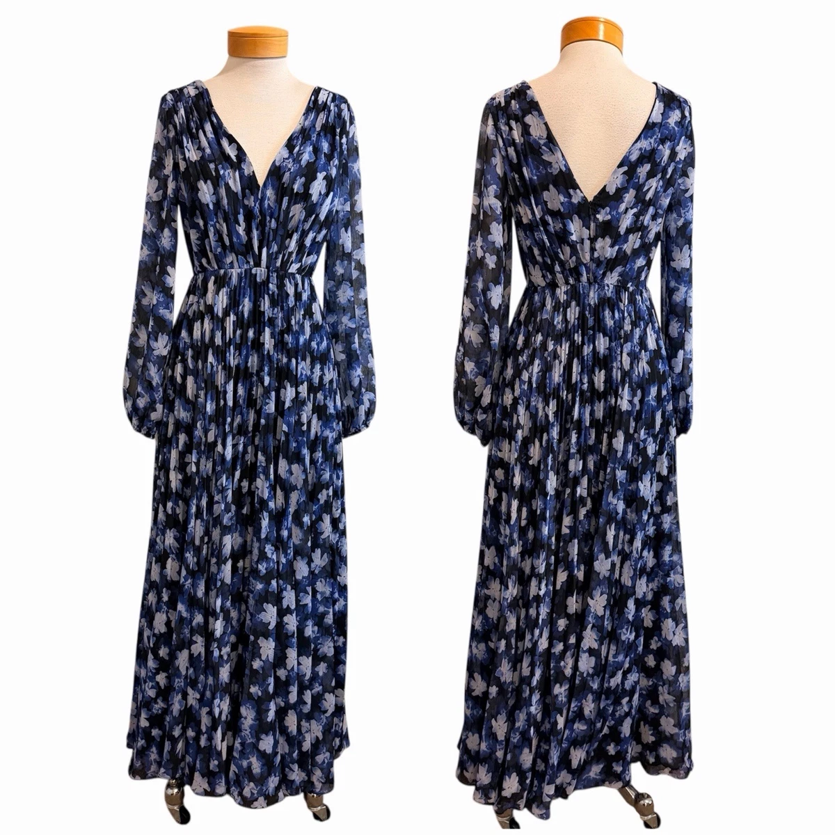 strapless open back dress ml Monique Lhuillier Corinne Midi Dress, 4 / Blue main image 1