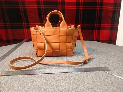 Rachel Zoe Woven Mini Bucket Bag Faux Leather In A Cognac/hazelnut Brown...
