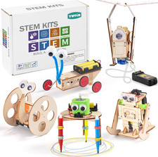 5-In-1 STEM Robot Kit for Kids Ages 8-10, Wood Building Art Crafts Kits for Boys