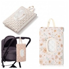 3 Pcs Boho Quilted Baby Wipes Pouch - Portable Diaper Wipe Holder, Vintage Flo