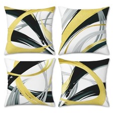 Black Gold Grey Throw Pillow Covers 18 x 18 Inch Modern Abstract Art Painting