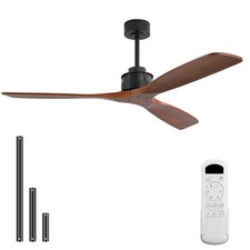 60in High CFM Solid Wood Ceiling Fan No Light with Remote Control Reversible DC