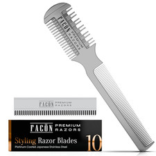 Fac n Razor Comb for Hair Cutting - Professional Hair Cutting Comb Kit with 12 R