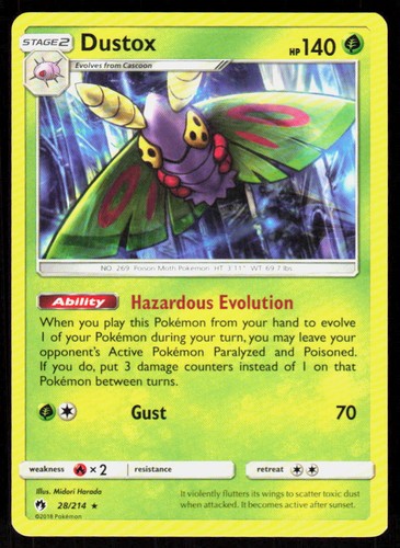 Dustox 28/214 Rare Lost Thunder Pokemon Lightly Played