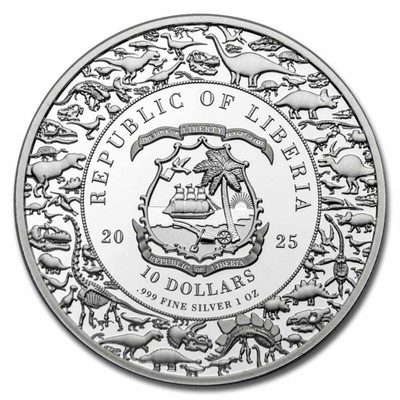 2025 Liberia 1 oz Silver Jurassic Life Dinosaur: Triceratops | eBay