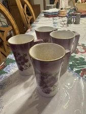 VTG 4 DRESDEN CHINA POTTERS COOPERATIVE GRAPES COFFEE/ TEA MUG CUPS 4 1/2'' TALL