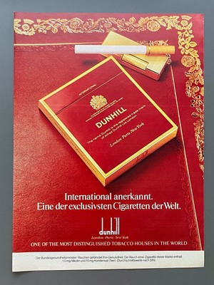 Dunhill Eine der exclusivsten Cigaretten der Welt 1981 Vintage Werbung Reklame