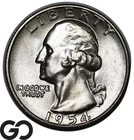 1954-S Washington Quarter, Spiked Head, Lustrous Solid Gem BU++