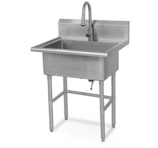 Glacier Bay 30x24 Freestanding Stainless Steel Commercial Utility Sink w Faucet