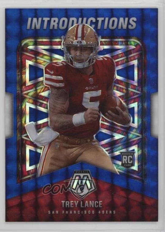 2021 Panini Mosaic Introductions Blue Prizm 2/99 Trey Lance #I-3 Rookie RC 1h39