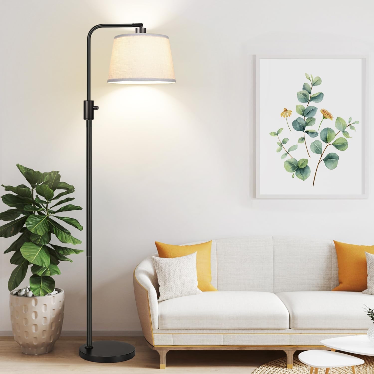Upgraded Dimmable LED Arc Floor Lamp with 1000 Lumens Edison Bulb