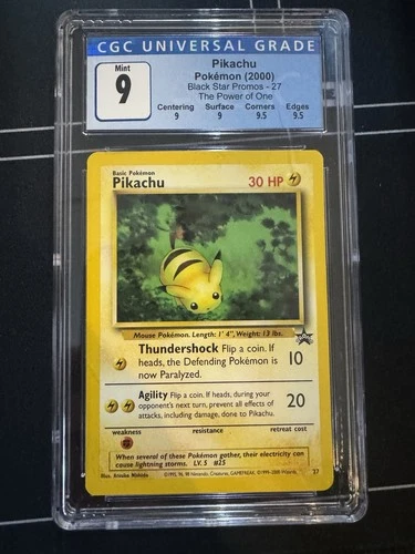 Pokemon Pikachu "Bumblebee" CGC 9 MINT WOTC Black Star Promo 27 Subgrades
