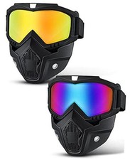 Motorcycle Goggles Full Face Mask 2 Colorful, Gold