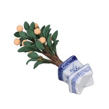 Dollhouse Mini Orange Tree Decor 1:12 Blue White Porcelain Potted Decoration UK
