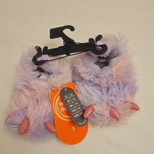 Wonder Nation Baby Monster Bootie Slippers Faux Fur Purple Pink Size 3 Glitter