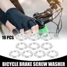 10 Pcs M6 Universal Bicycle Bolt Brake Screw Washer Mountain Bike Silver Tone