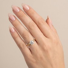 Solitaire Engagement Ring 14K Gold Classic 1 Carat Round Natural Diamond H VS2