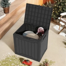 Uforic 31 Gallon Resin Outdoor Deck Box, Weatherproof, Lockable Lid, Side Handle