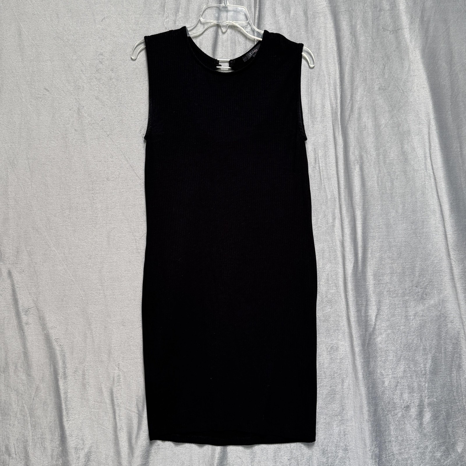 glo fashion London Dress Womens Large Black Sleeveless Ribbed Knit Bodycon Mini