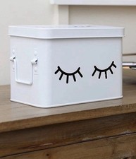 New AQ Anamorphic Matte White Metal Segregated Storage Box W/Removable Tray 8”