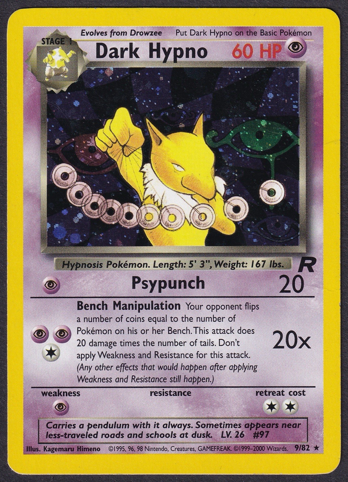 Pokemon Dark Hypno 9/82 Holo Team Rocket
