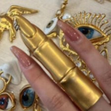 Schiaparelli 18k Gold Plated Inspired Statement Finger Ring Party Jewelry Trendy