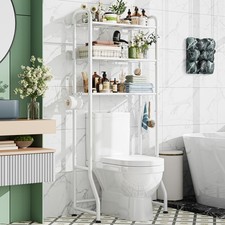 Estante Organizador Sobre El Inodoro 3 Niveles Con Porta Papel Blanco