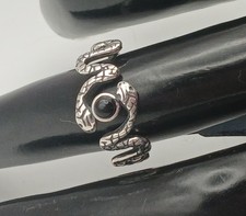 Sterling Silver Onyx Snake Ring Size 6