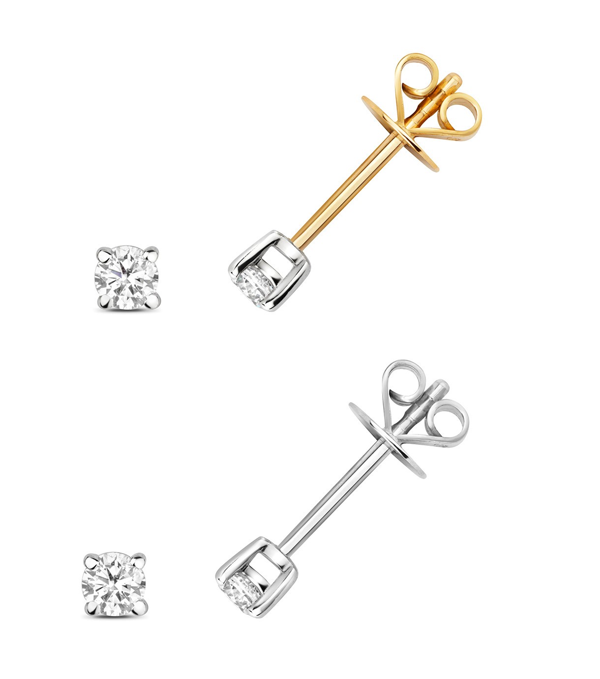 Boucles d'oreilles or blanc et diamant 0.20 carat hypoallergéniques et confortables