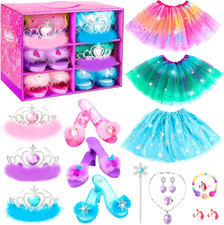 Princess Dress up Shoes Set, Girls Dress up Toys Toddler Jewelry Boutique Kit, 3