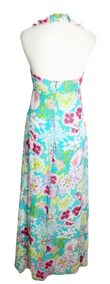 Maxi Vestido Babydoll Floral Seda Y2K Kay Unger Hada Boda Crucero Fiesta 10 Foto 4 de 4