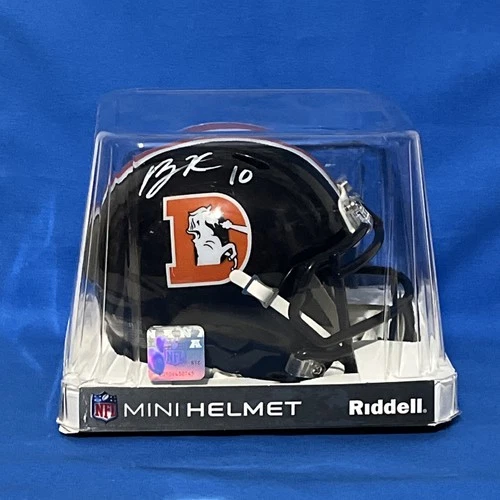 Bo Nix #10 Signed Autographed Denver Broncos Color Rush Mini Helmet. Beckett COA