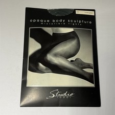 Vintage Lerner Studio Tights Opaque Microfiber Body Sculpture Tall Hunter green