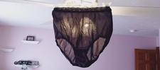 VANITY FAIR VINTAGE PANTY sz BLACK MID HEIGHT w-STRETCH LACE ELASTIC BNG A0-13
