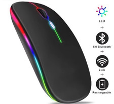 Wireless Mouse 2.4G Bluetooth Rechargeable Silent LED Backlit 1600 DPI PC Laptop
