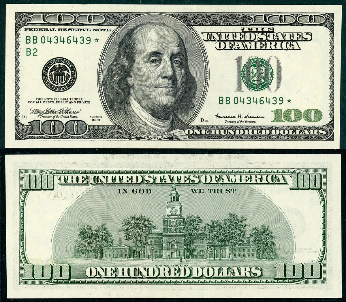 1999 年100 美元美联储小钞票| eBay