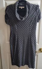 Evan Picone Dress Women's Size 8 Gray Short Sleeved Lined Cowl Neckline