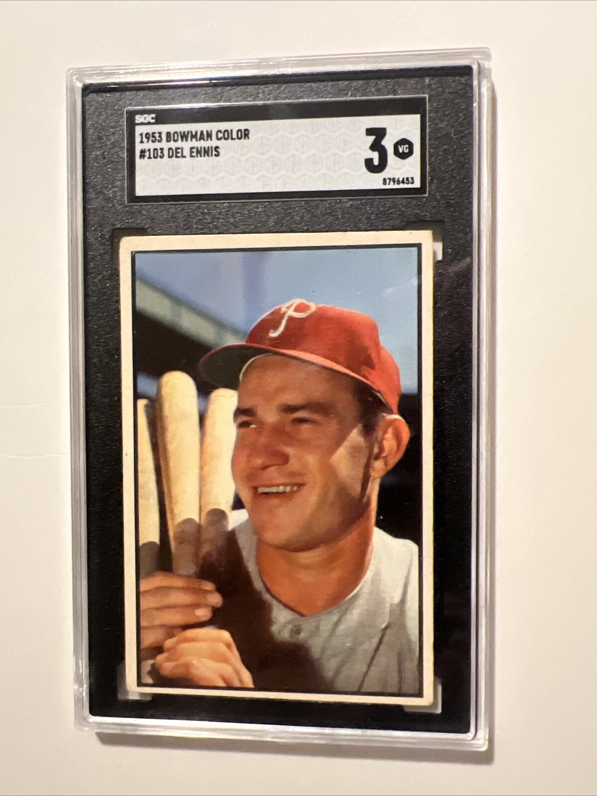 Del Ennis Baseball Card 1953 Bowman Color #103 GRADED SGC 3 VG Phillies