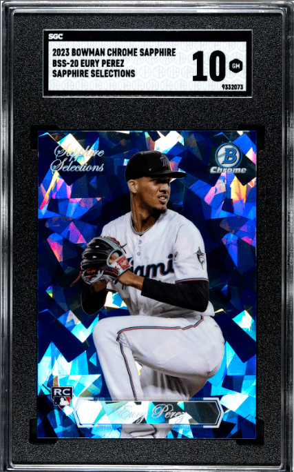 2023 Bowman Chrome Sapphire #BSS-20 Eury Perez RC Sapphire Selections SGC 10