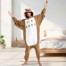 Owl Costumes For Adults Men Animals Cosplay Homewears One-piece Hooded Pajama