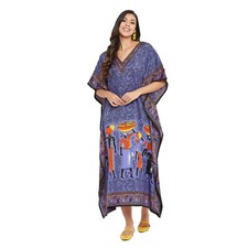 Women Caftan Dress Plus Size Casual Kaftan Kimono Loose Beach Maxi Sundress Gown