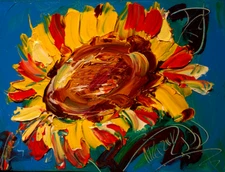 SUNFLOWERS  Modern Abstract   Original Oil Painting  IMPRESSIONIST BF7FR