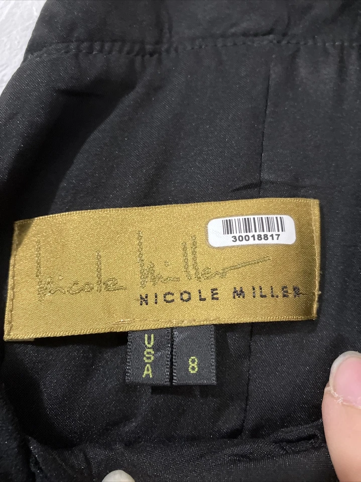 Nichole Miller Vintage Women’s Black Ruched Slim Dress Size 8 Stretchy Late 80’s - Image 2 of 4