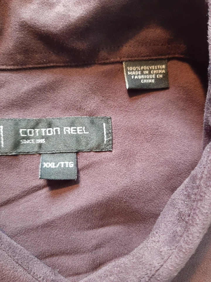 Camisa de hombre de carrete de algodón talla XXL poliéster púrpura oscuro manga larga botón Foto 2 de 4