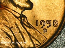 1958 D Wheat Penny RD Uncirculated With Obverse Doubling. Beautiful Cent