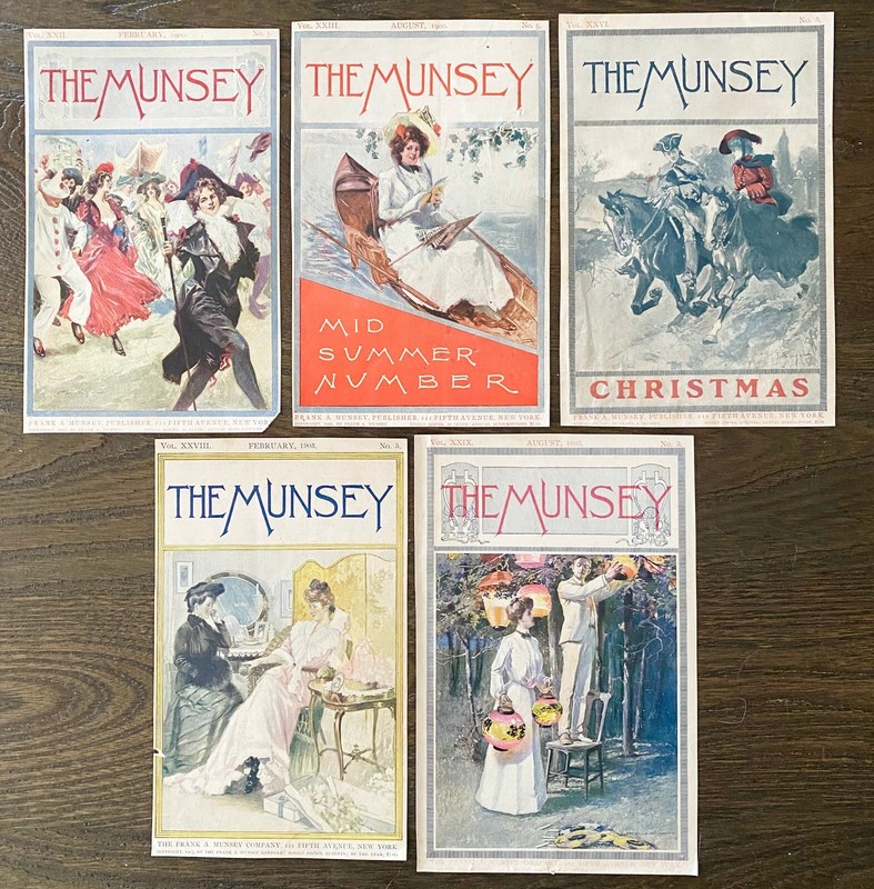 c1900s Munsey Magazine COVERS ONLY Lot~Victorian Life,Horse Riding,Ladies,Parade
