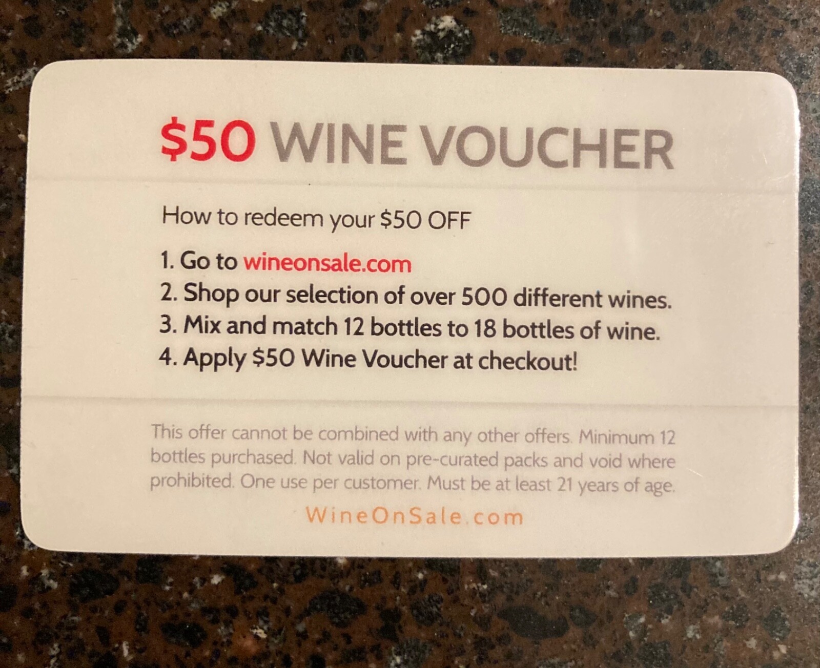 50 voucher giftcard no expiration wine online eBay