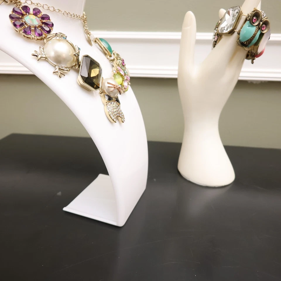 Betsey Johnson jewelry set Critters necklace bracelet owls cat frog goldtone - Image 3 of 4