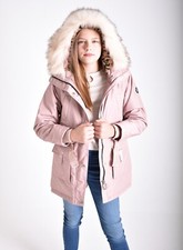Girl's Water Resistant Fur Lined Fishtail Back To School Winter Parka Coat